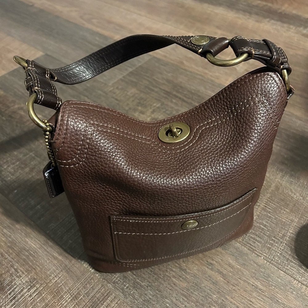 Classic Coach Dark Brown shoulder Leather Bag